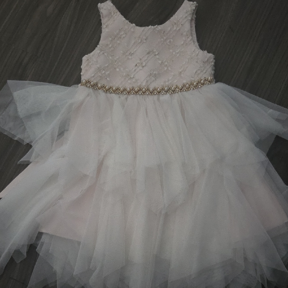 American Princess Cream Sleeveless Tiered Sundress